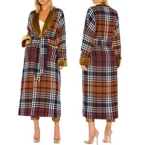 DIVINE HERITAGE *Rare* Plaid and Yellow Velvet Cloak Trench Peacoat